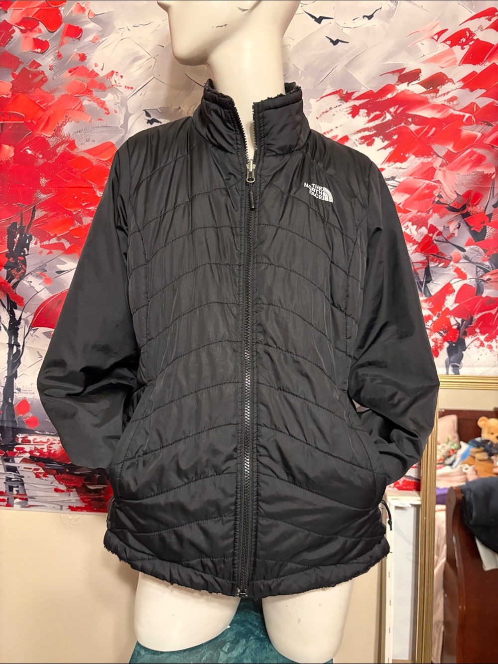 The North Face Black Quilted reversiable women’s Puffer Jacket